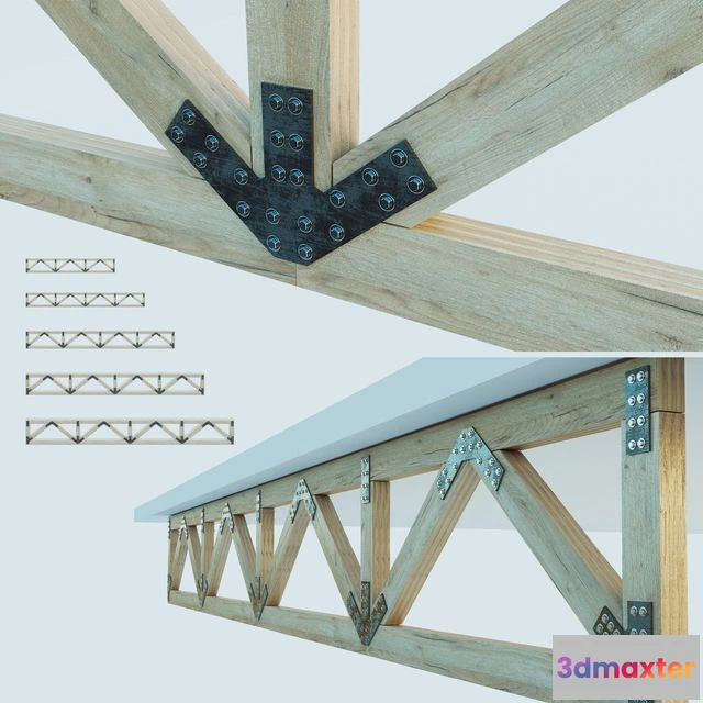 1547987 - A set of wooden trusses with parallel belts. 6m 8m 10m 12m 14m 3D Max