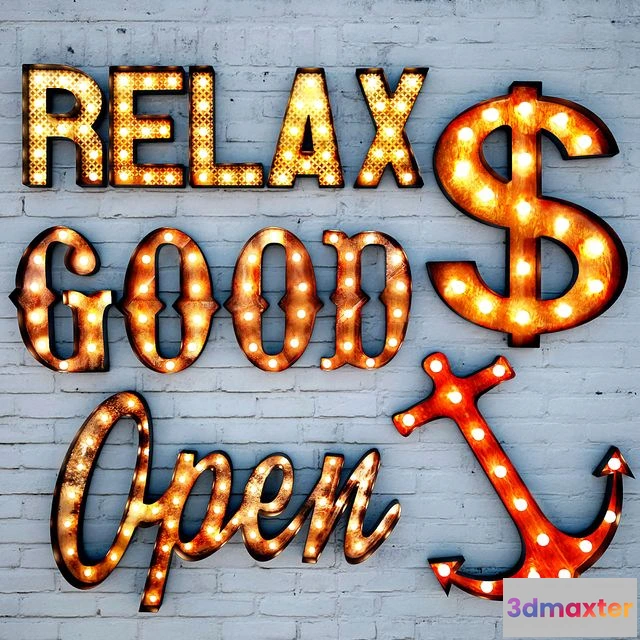 1549293 - Lighted Metal sign. Set 5 3D Max