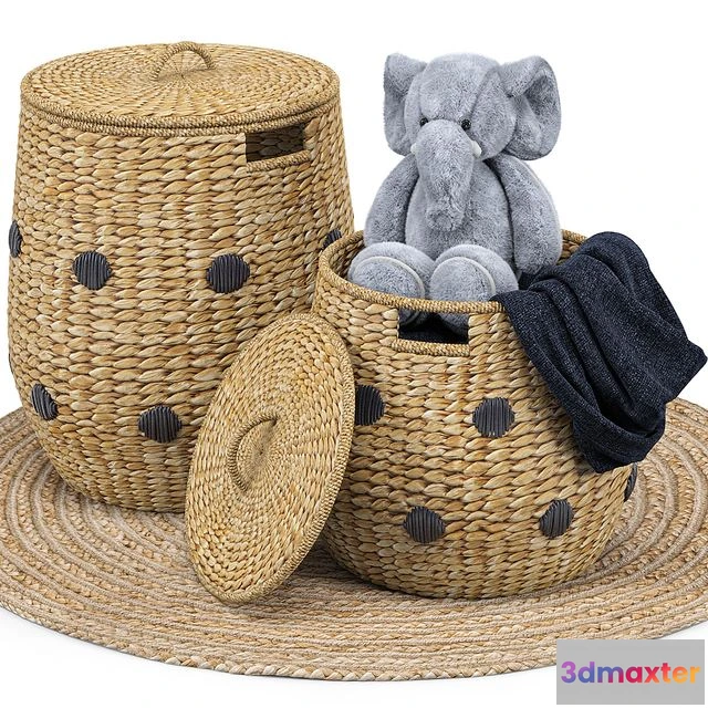 1549947 - Dot Basket Kairo Jute Rug Elephant Toy 3D Max