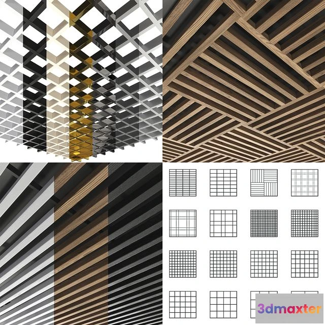 1553943 - Collection of slatted ceilings Grilyato 3D Max