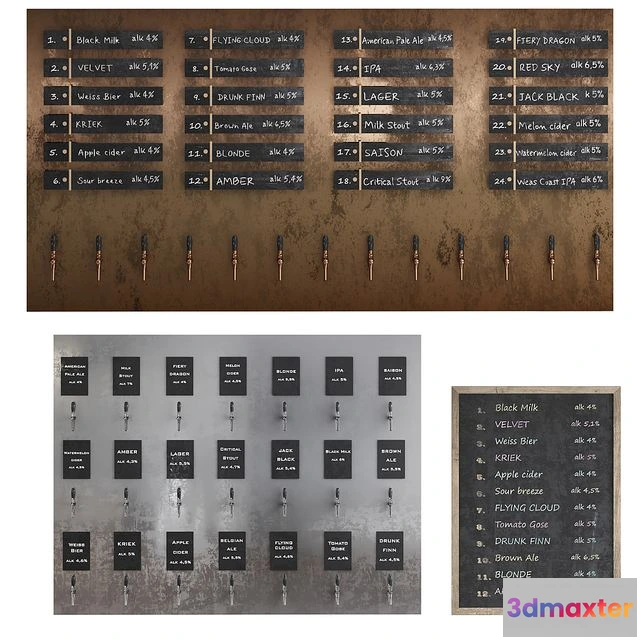 1555147 - Beer menu on taps 3D Max