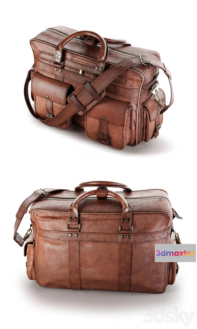 1557083 - Everett Large Leather Pilot Briefcase Bag 3D Max