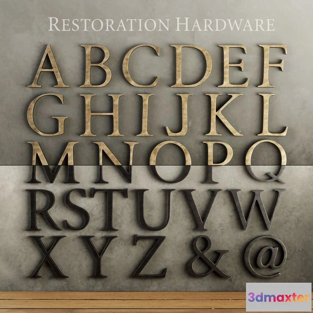 1561391 - RH CAST METAL LETTER OBJECTS 3D Max
