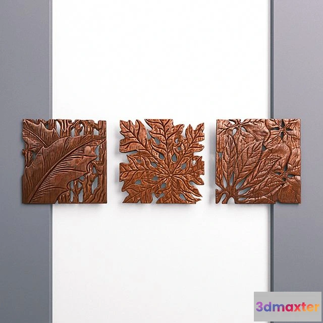 1563910 - Autumn Leaves Wall Panel Set 3D Max