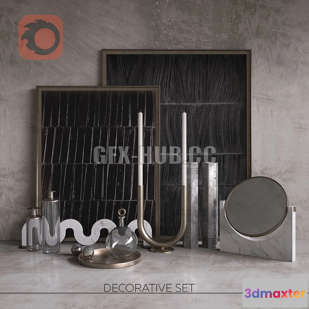 1569486 - Decorative set with table mirror 3D Max