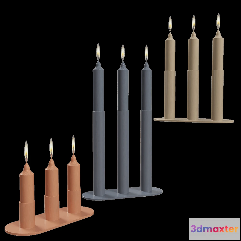 1601156 - Delo - Triple candlestick Fire 3D Max
