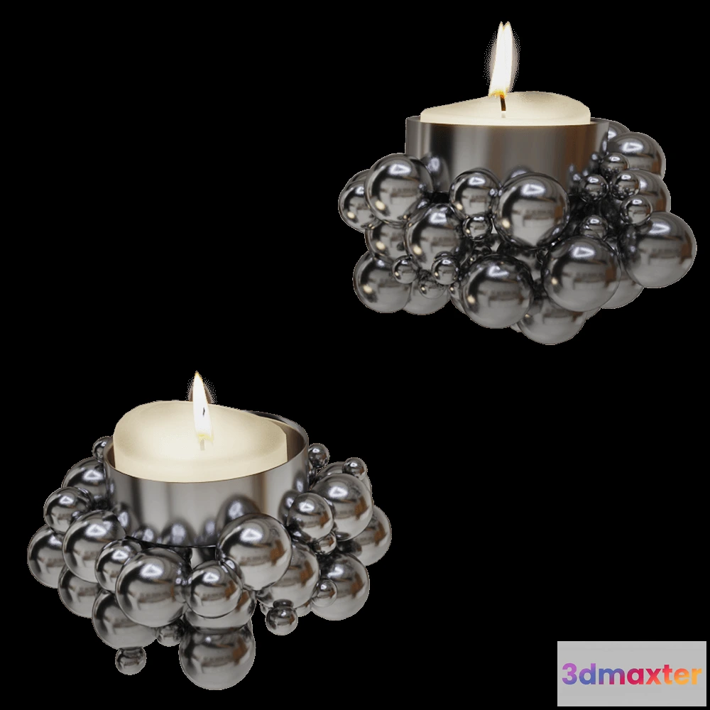 1601178 - Gejst  - Tealight Molekyl 1 chrome 3D Max
