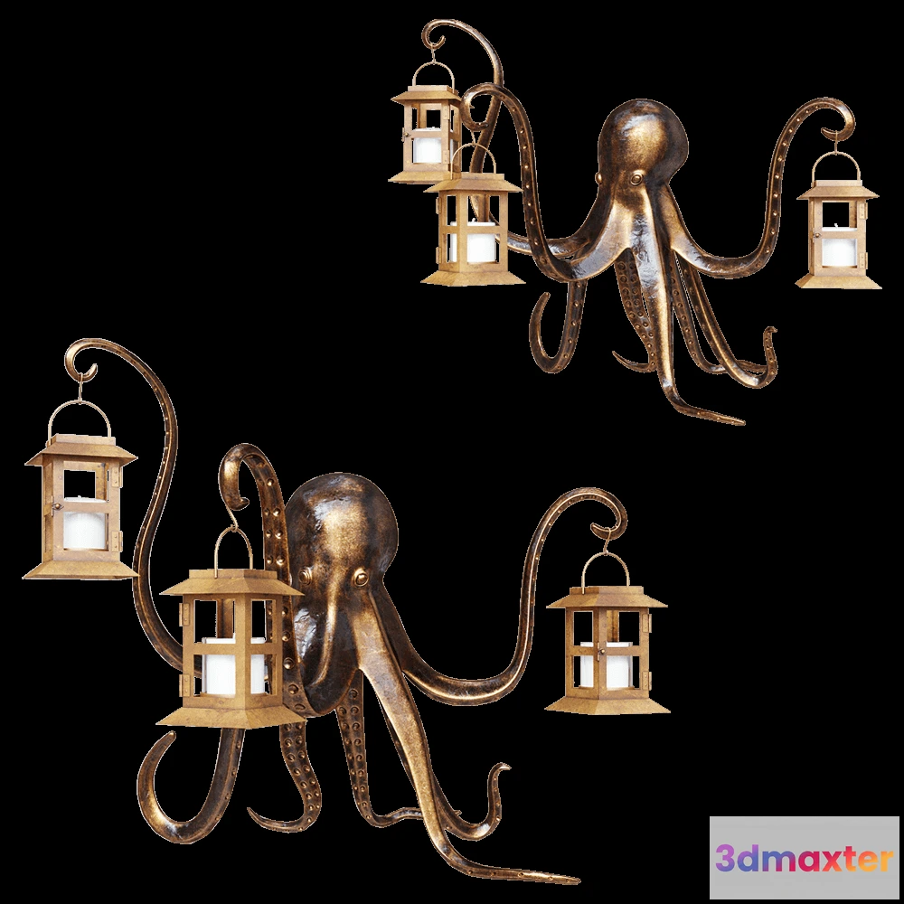 1601398 - decoration - Candlestick octopus lantern 3D Max