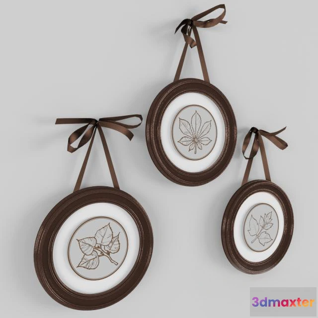 1601412 - decoration - Three piece botanical wall decor set 3D Max