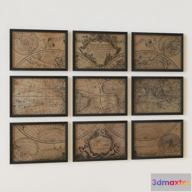 1601562 - decoration - L’Isle’ 1720 World Map 3D Max