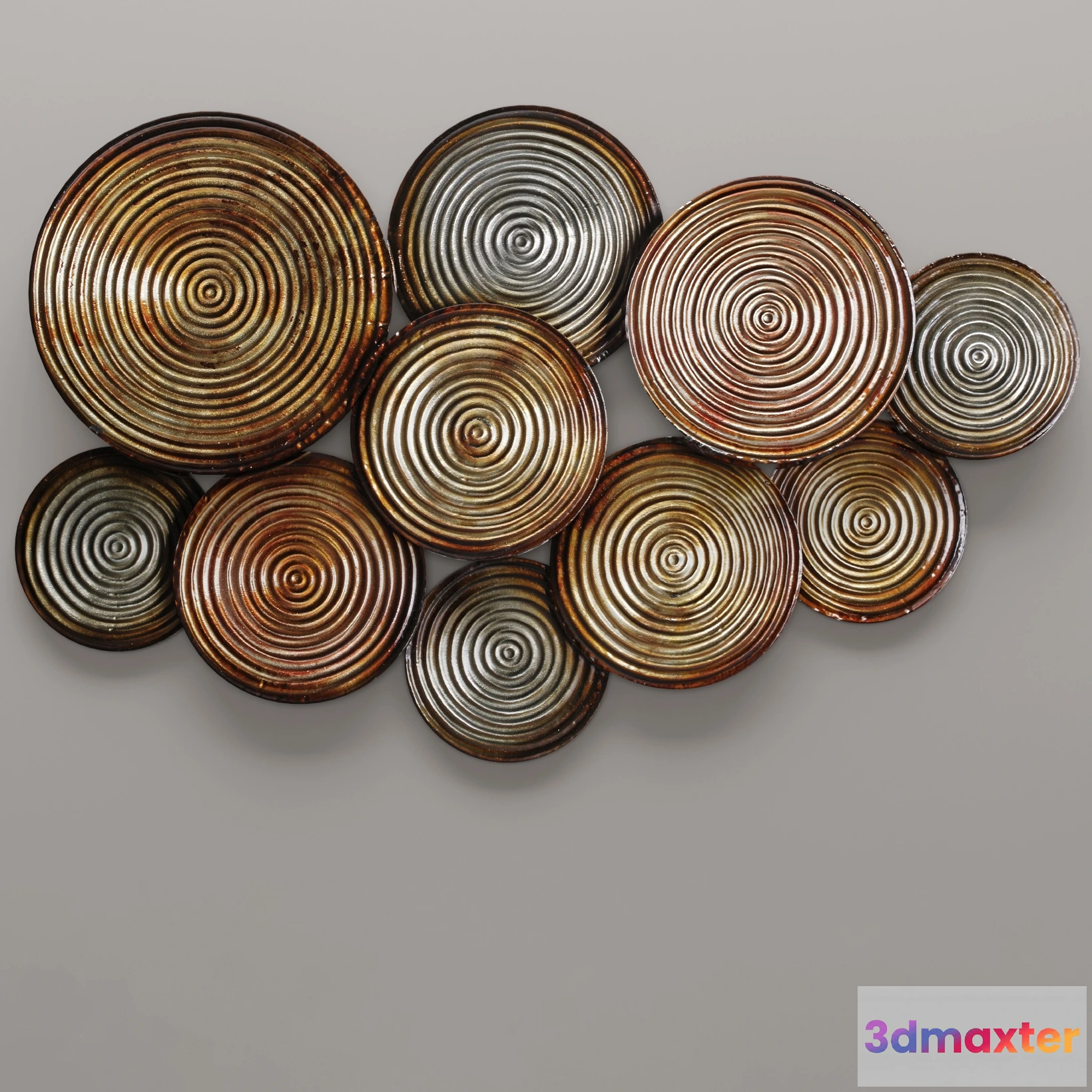 1601578 - decoration - Embossed Circles Metal Wall Décor by Elements 3D Max