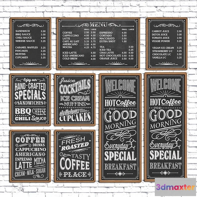 1601600 - decoration - Cafe chalk boards 3D Max