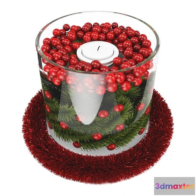 1601666 - decoration - Christmas Candlestick with Red Beads 3D Max