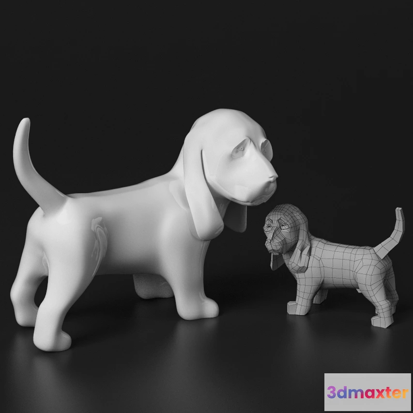 1601794 - decoration - Statuette. Basset Hound 3D Max