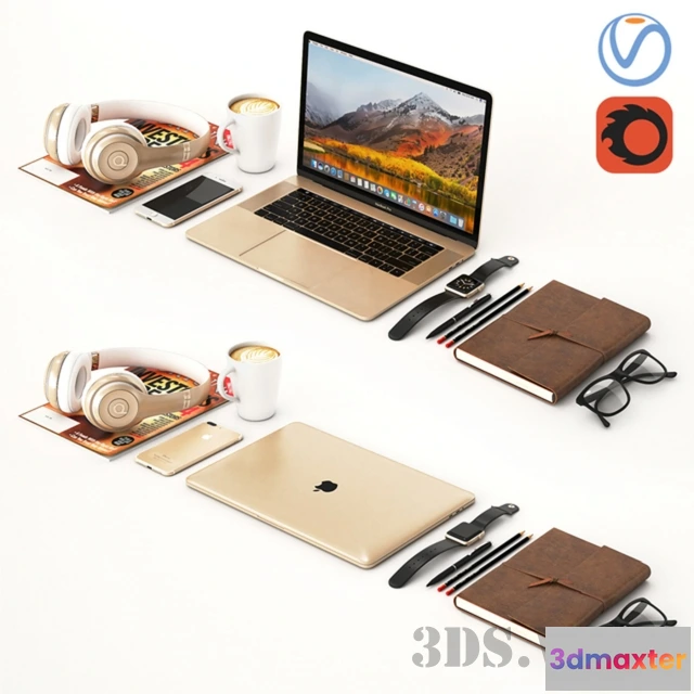 1602046 - decoration - Gold MacBook 3D Max