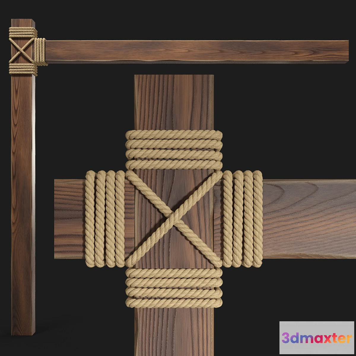 542789 - Wooden beams with rope