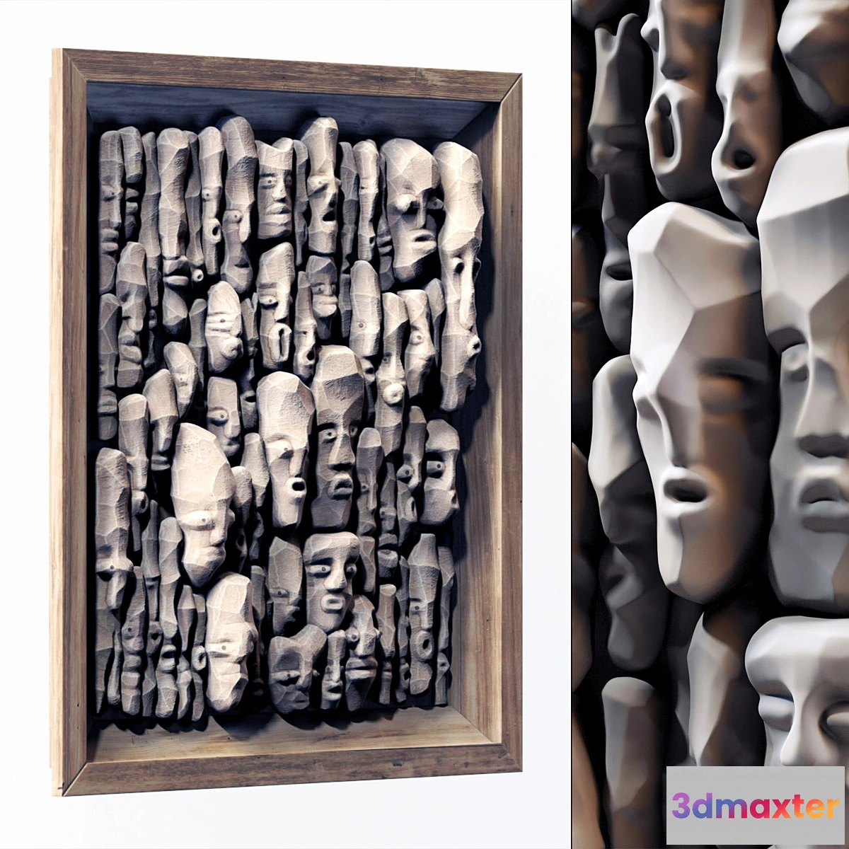 549565 - Wood faces panel decor n2 _ Panel from wooden faces No. 2