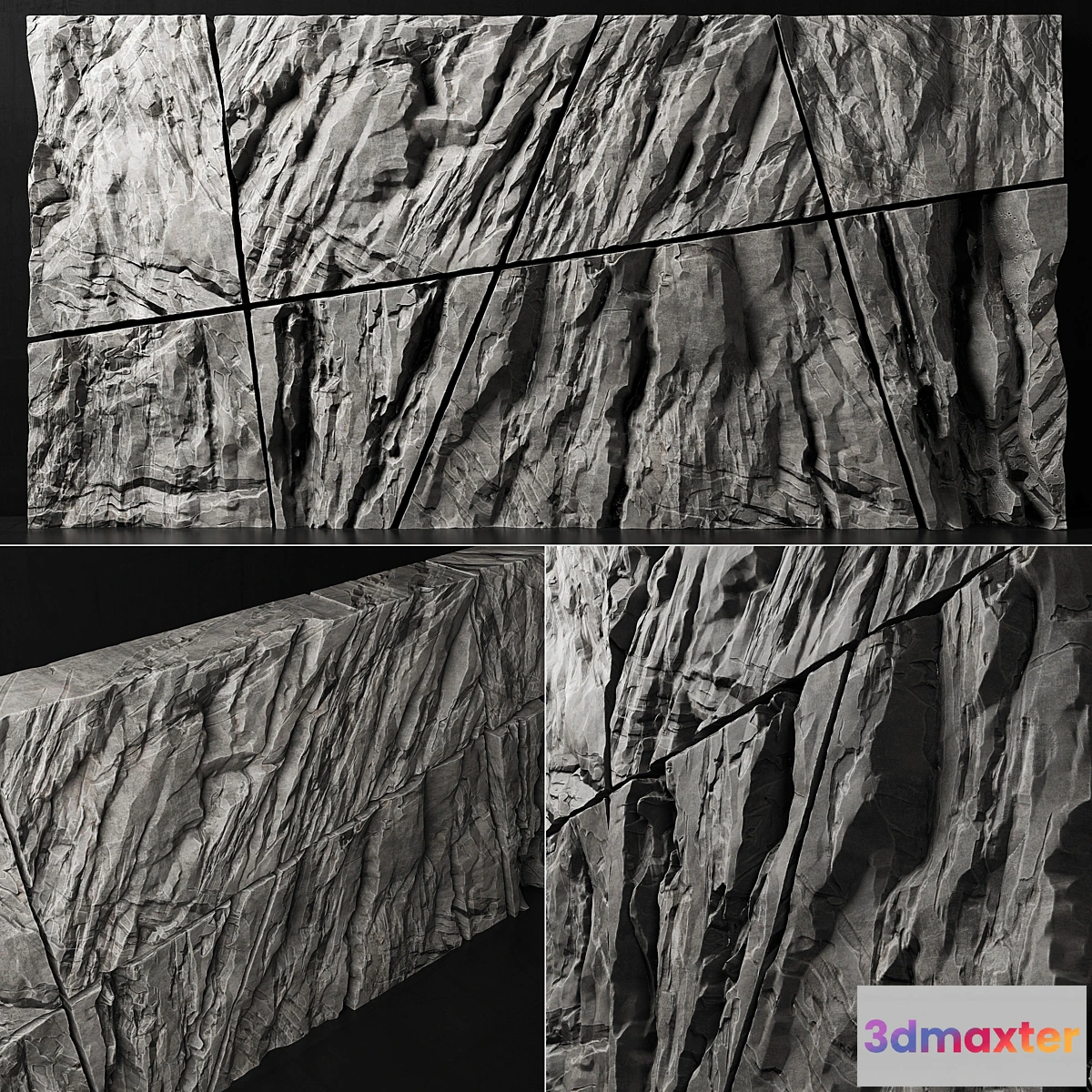 550077 - Stone rock wall splinter slab n2 _ Stone rock wall slab from parts