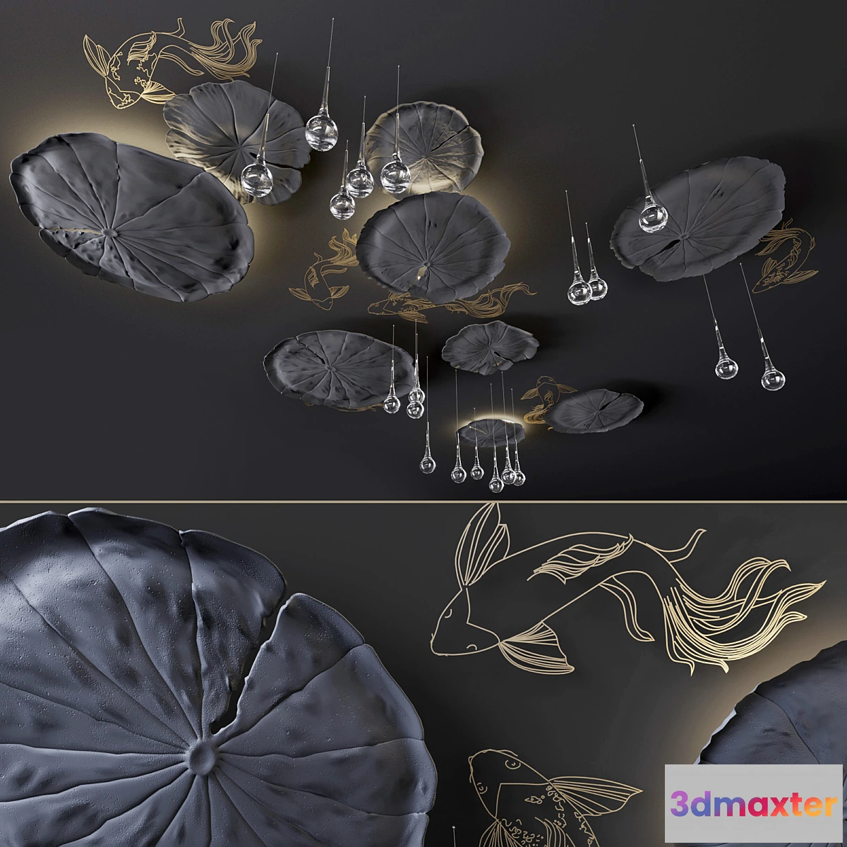 550361 - Ceiling decor - Water Lily and fish L