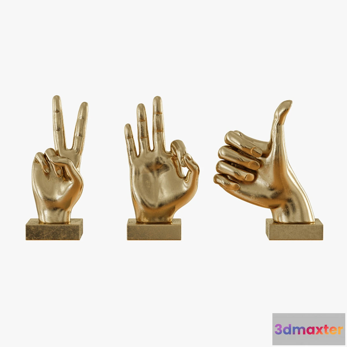 550523 - Metallic Hand 3 Piece Figurine Set