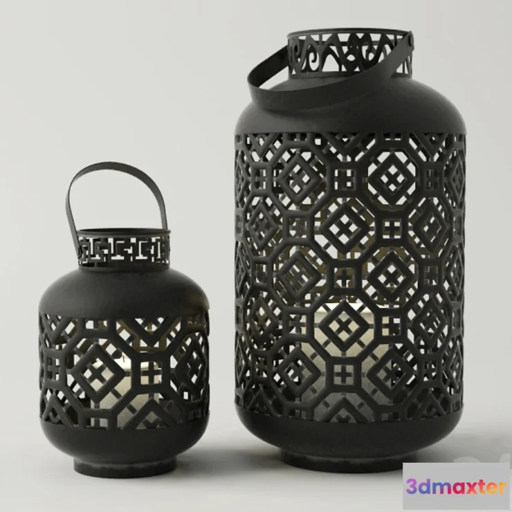 574586 - Black Metal Lanterns