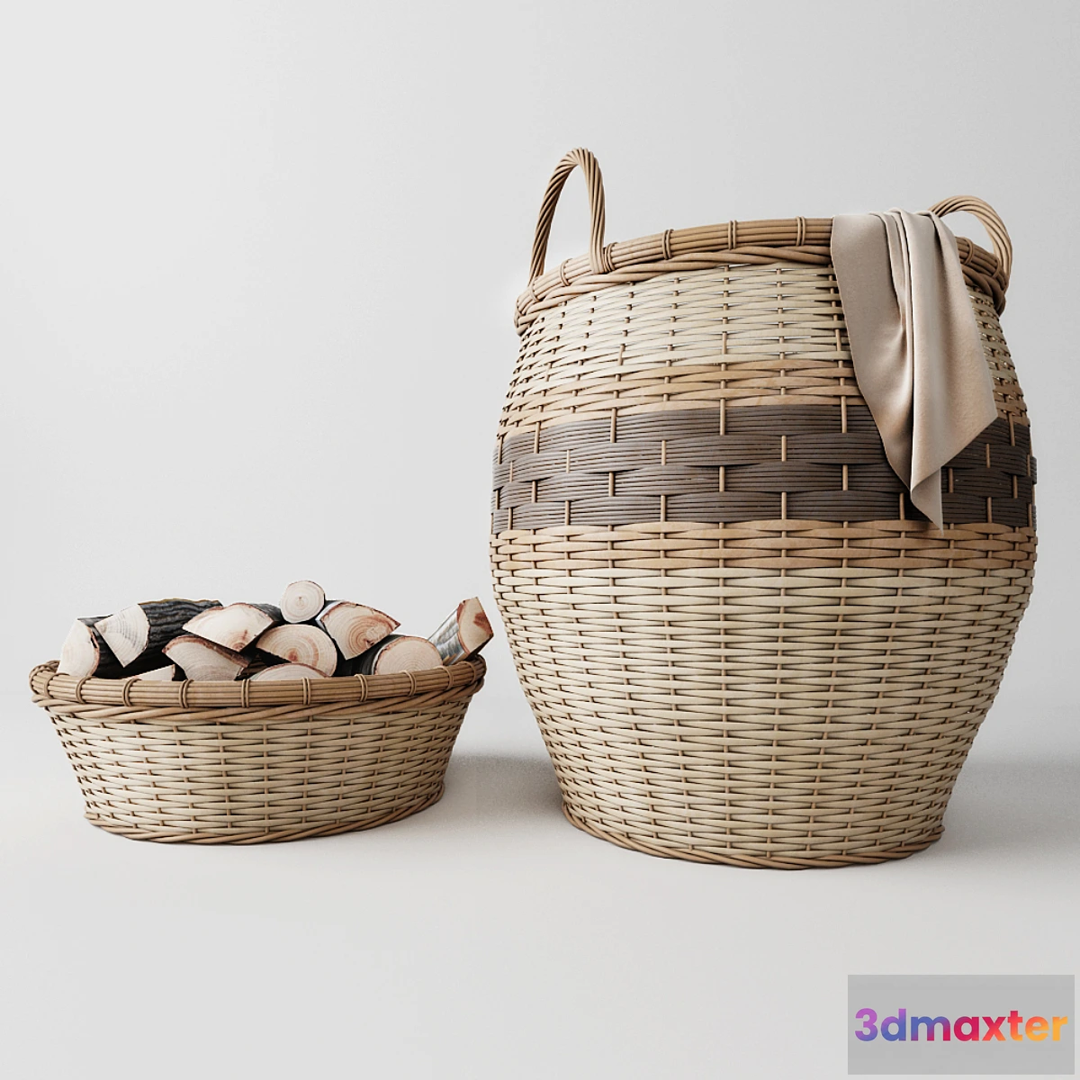 576692 - Laundry basket basket with wood