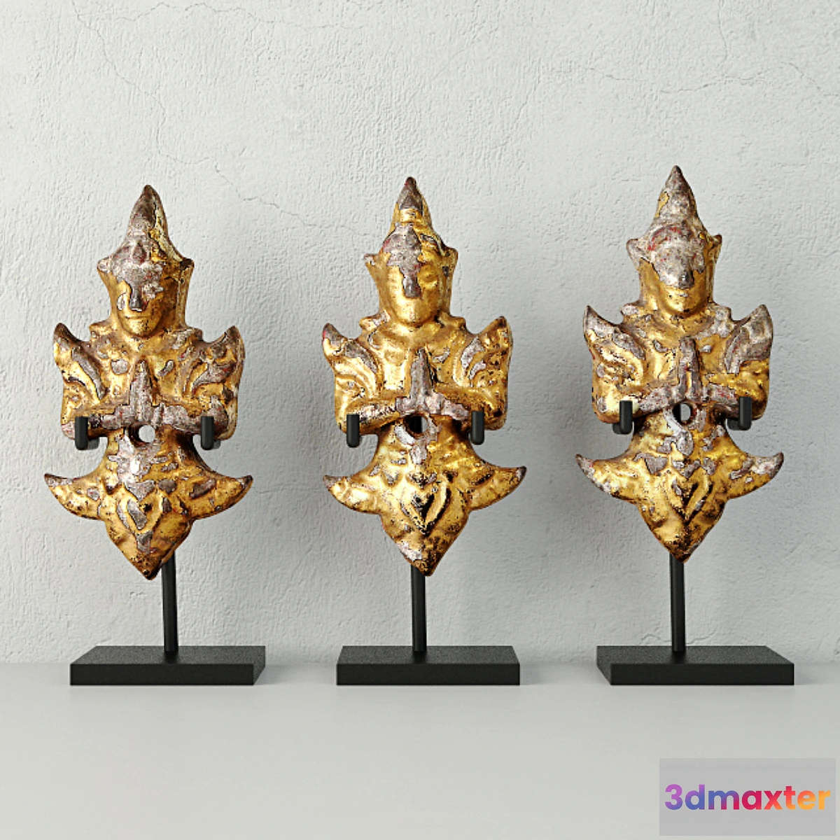 580026 - 19th-C. Thai Gilded Angels