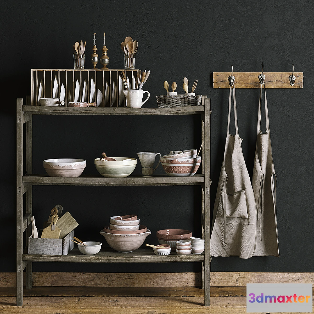 580362 - A rack of a pottery workshop.