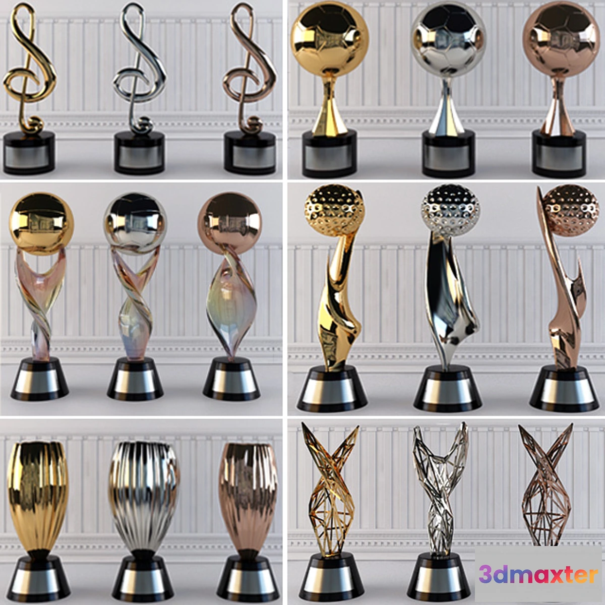 580562 - Award Prize Cup Trophy Set 18 Piece Decorative Objects