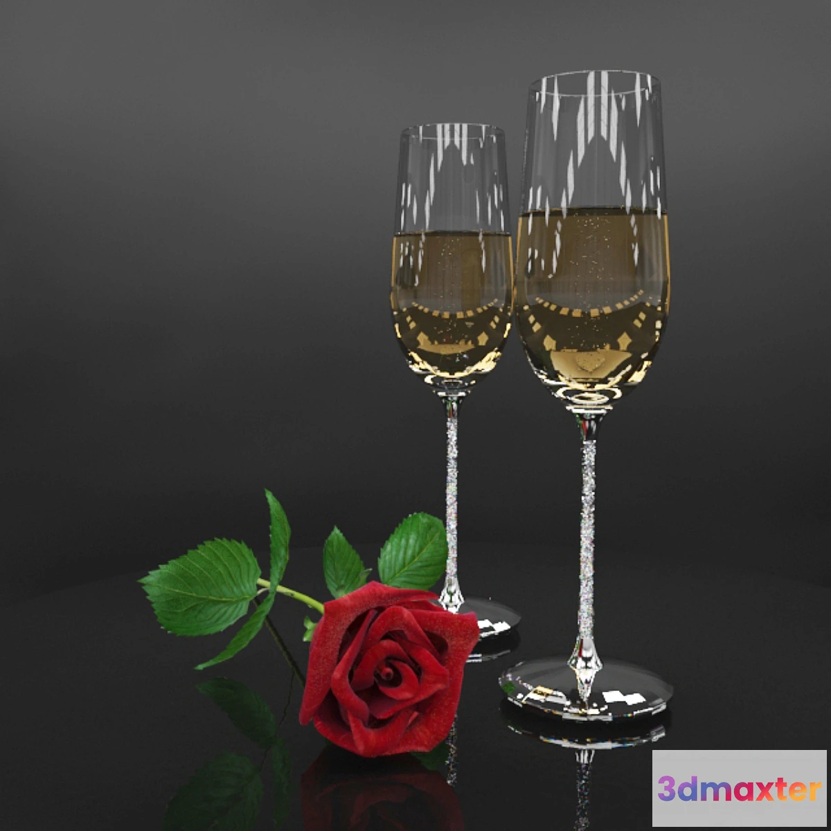 580588 - Glasses and Rose Swarovski