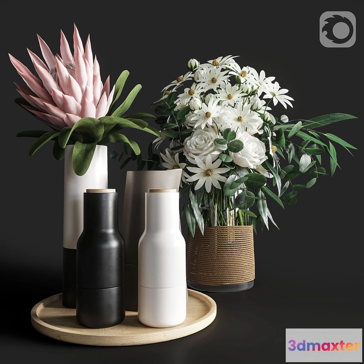 594468 - Flower Set 003 Protea and Roses