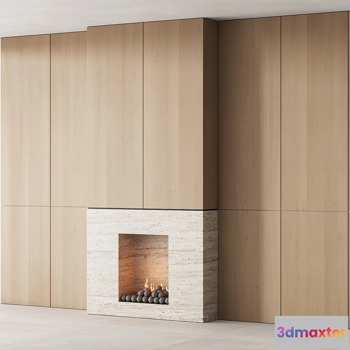 611711 - 159 fireplace decorative wall kit 05 minimal wood travertine 00