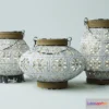 634309 - White Metal Lantern Set