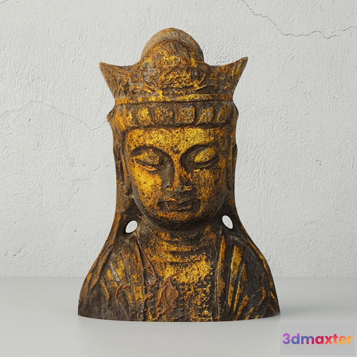 638371 - Gold Leafed Metal Buddha Head