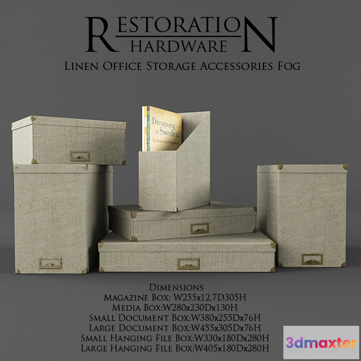 647725 - Restoration Hardware _ Linen Office Storage Accessories Fog