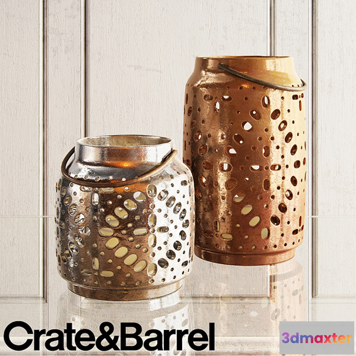 647737 - crate & barrel wisteria metallic ceramic lanterns