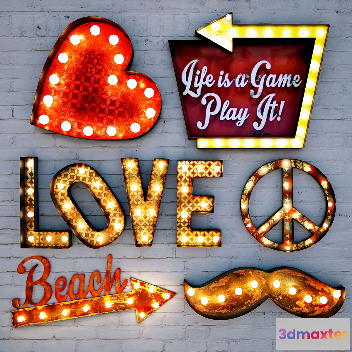 668929 - Lighted Metal sign. Set 4
