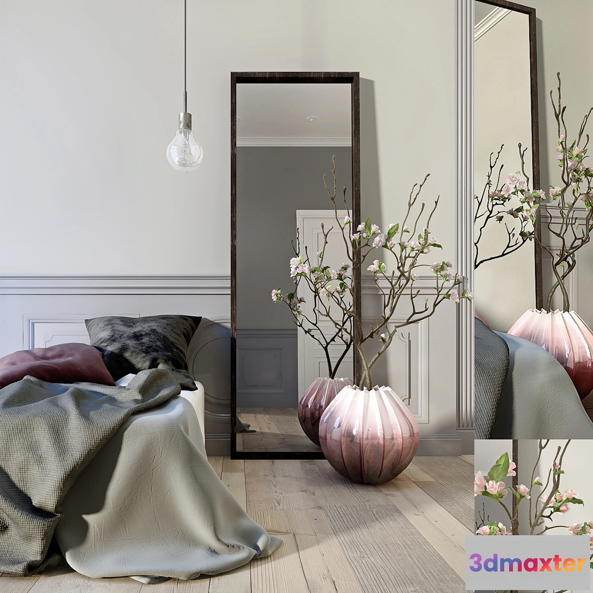 669103 - Bedroom decor set with flowers