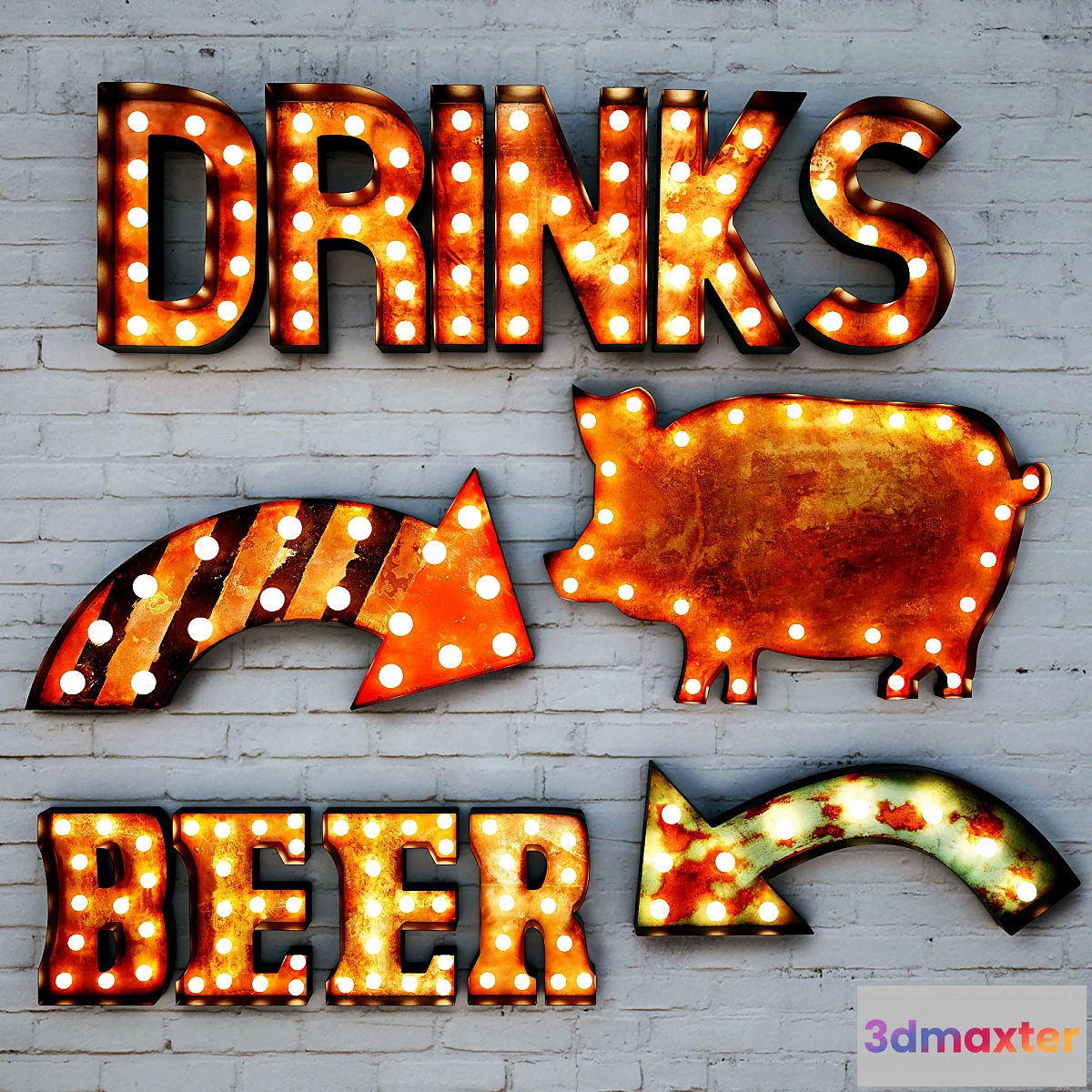 669425 - Lighted Metal sign. Set 3