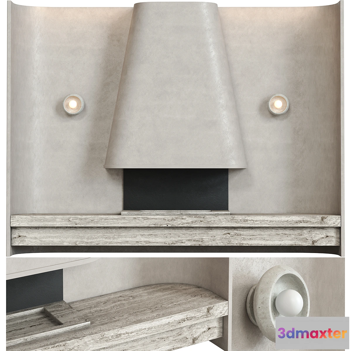 681568 - Beige composition with fireplace