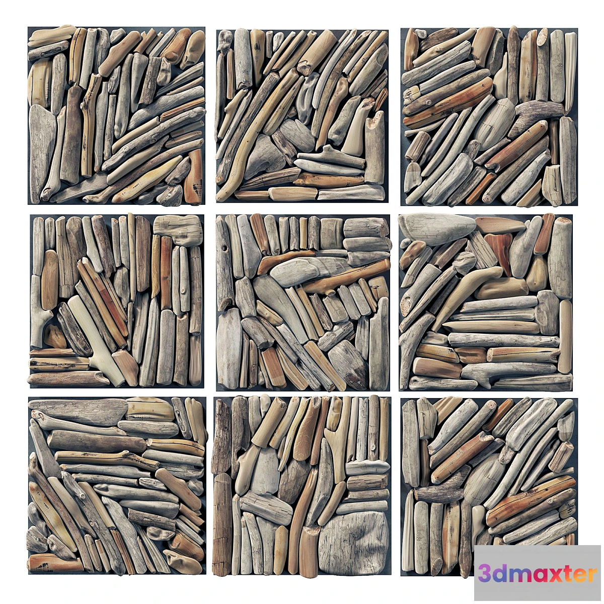 703472 - Rectangle panel branch splinter Big n5 _ Square panel from branch debris large No. 5