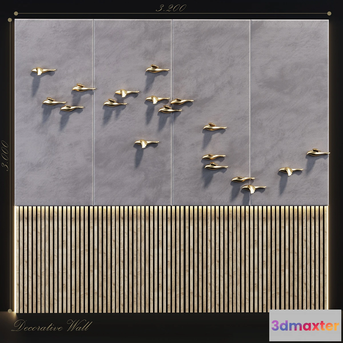 717446 - Decorative panel Birds Gold 10 - No.2