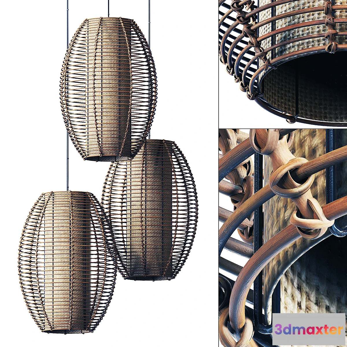 767869 - Lamp wicker branch rattan barrel