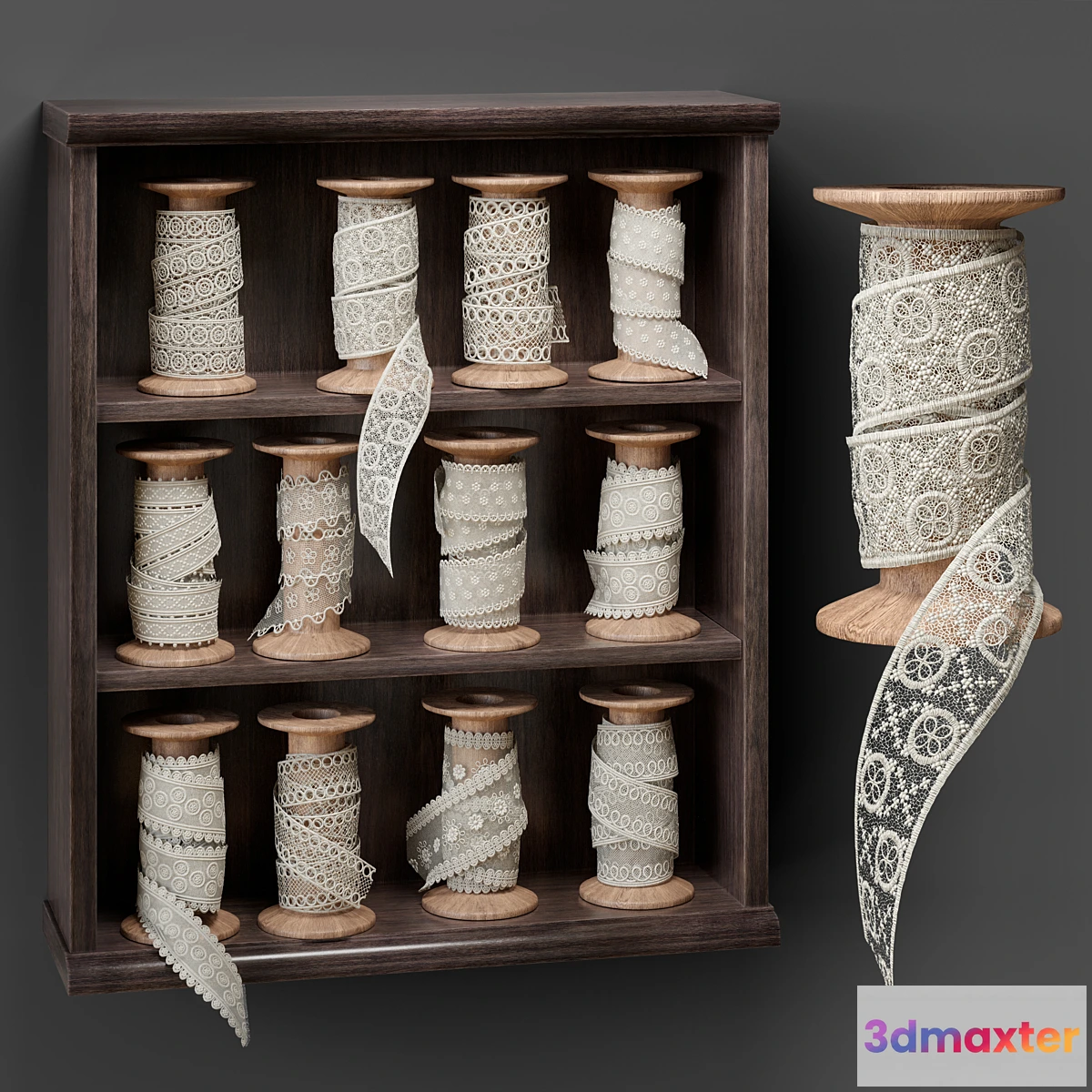 784178 - Shelf with spools of lace