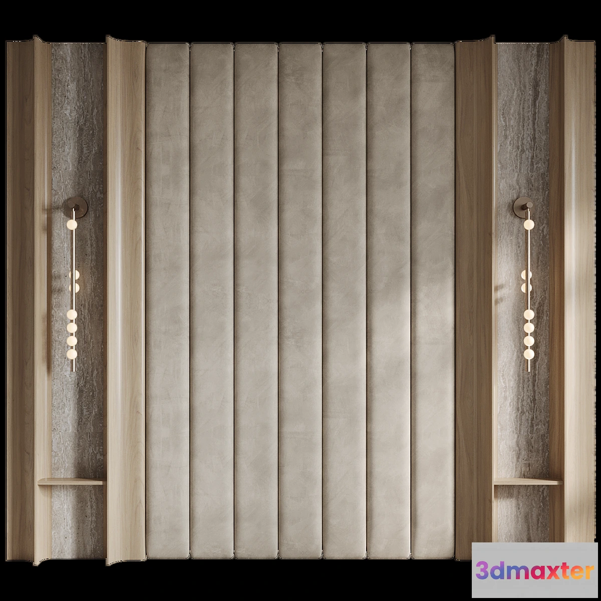 784214 - Lunar headboard with upholstered panels - No.2