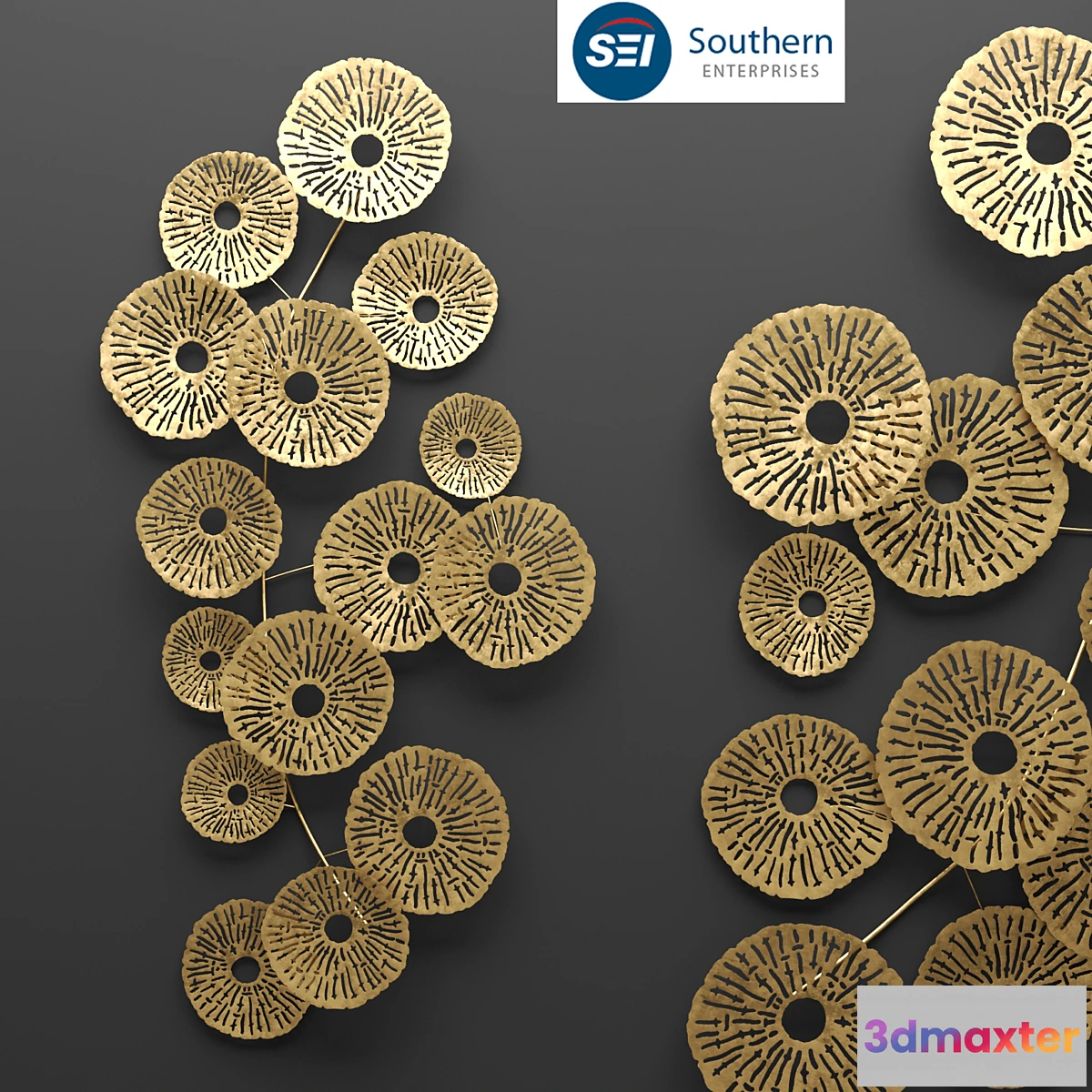 806834 - Southern Enterprises Aura Abstract Wall Sculpture wall decor art metallic luxury gold abstraction flowers panels - No.3