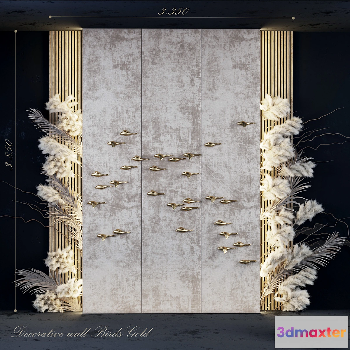 828454 - Decorative panel_Birds Gold 5 - No.3