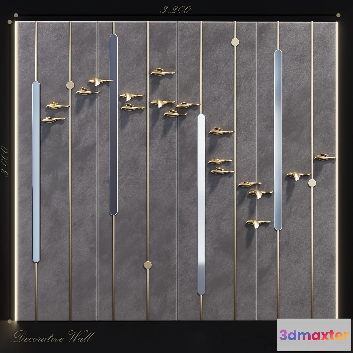 828600 - Decorative panel Birds Gold 9 - No.3