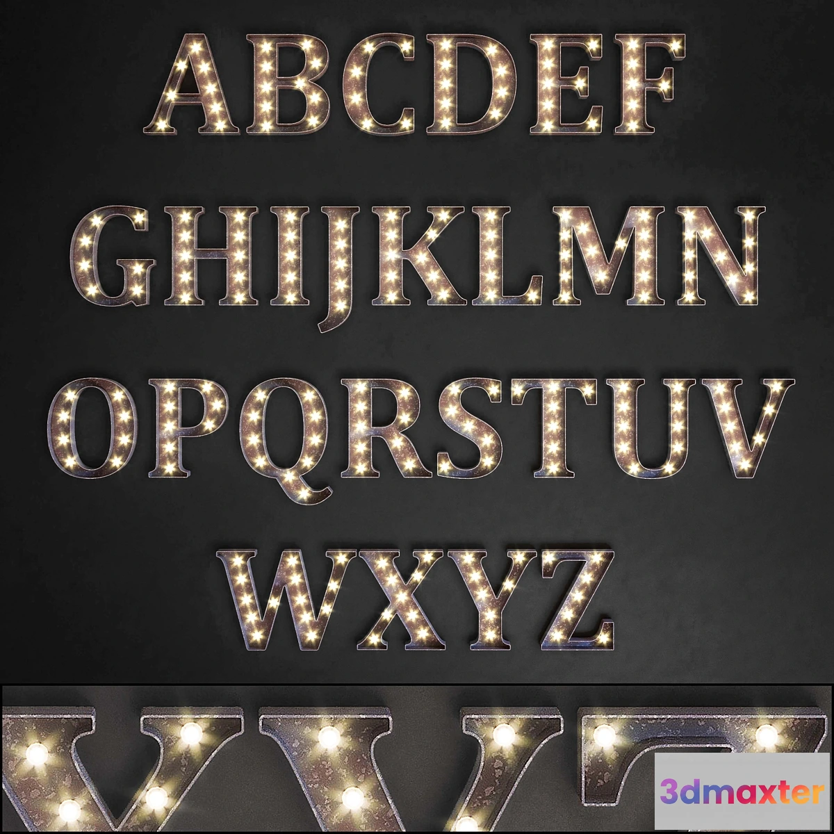 828676 - Lighted Metal sign. Set 13. Alphabet - No.3