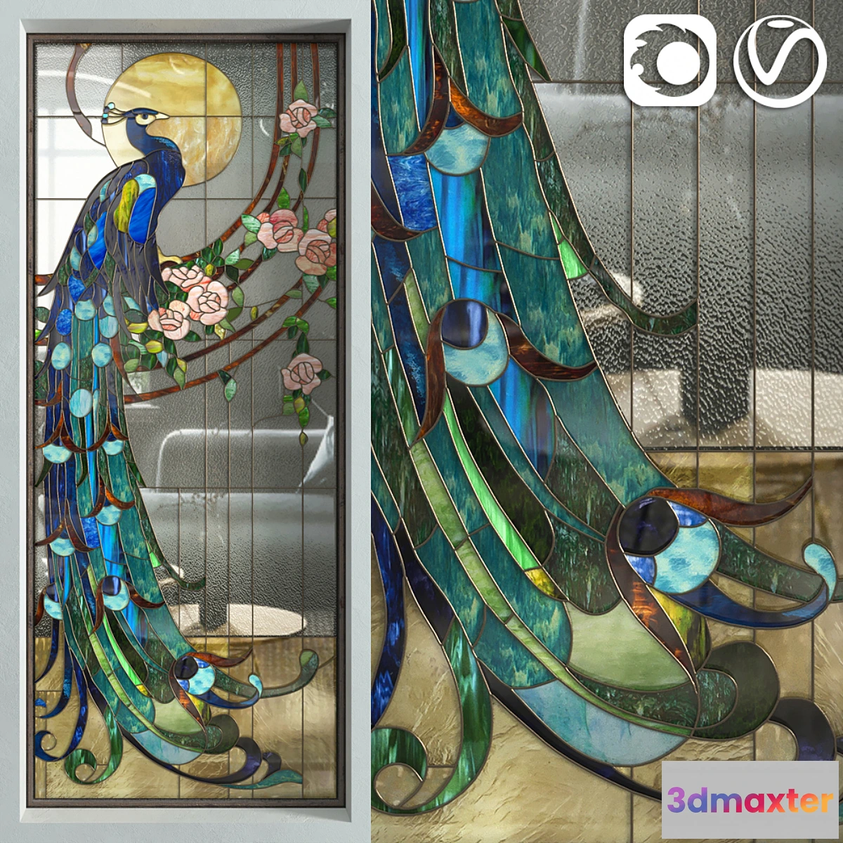 848093 - Stained Glass Peacock - No.10